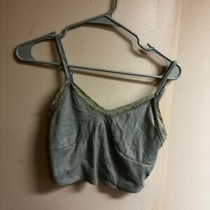 Green Lace Trim Cami Top – Size XS/S